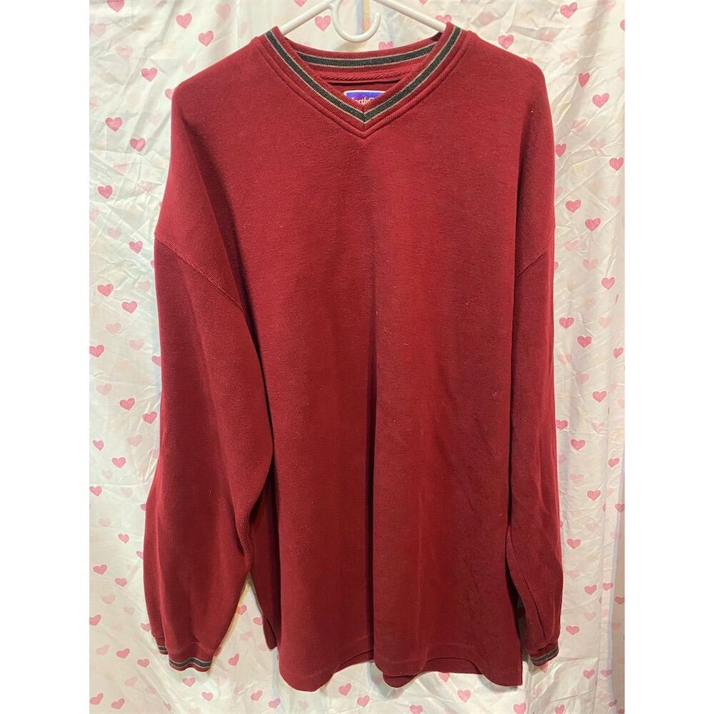NorthCrest Men's XXLT Red V-Neck Vintage‎ Pullover Sweater